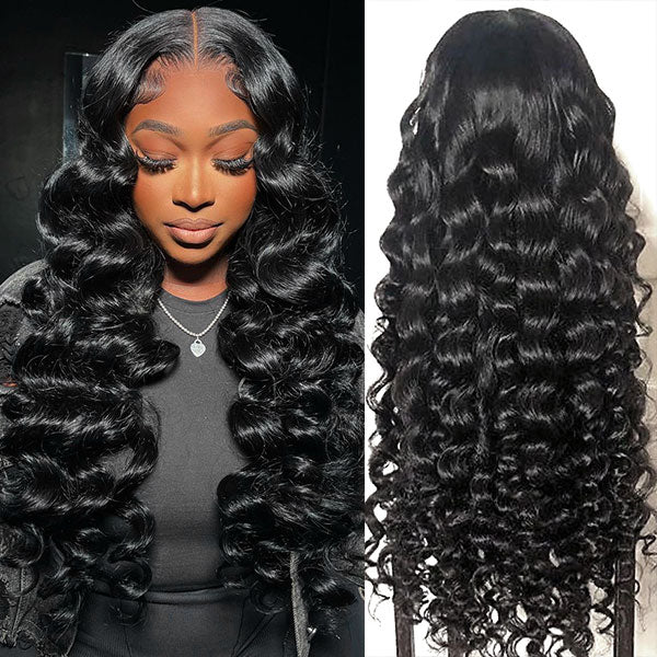 Wave HD Lace Frontal Wig Pre-Plucked Glueless Human Hair Wigs 13x4 Transparent Lace Wig