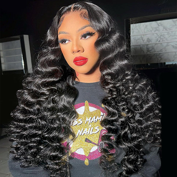 Bundles of Roses Lace Glueless Human Hair Wigs Loose Deep Wave Wig PPB™ Ready To Wear Pre Cut Wigs