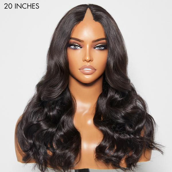 Protective V Part Glueless Long Wig 100% Human Hair (Kinky Straight / Body Wave / Jerry Curly)