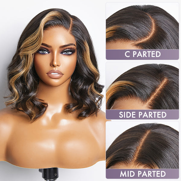 Luvme Hair Blonde Mix Loose Wave 5x5 Closure HD Lace Glueless Side Part Short Wig 100% Human Hair