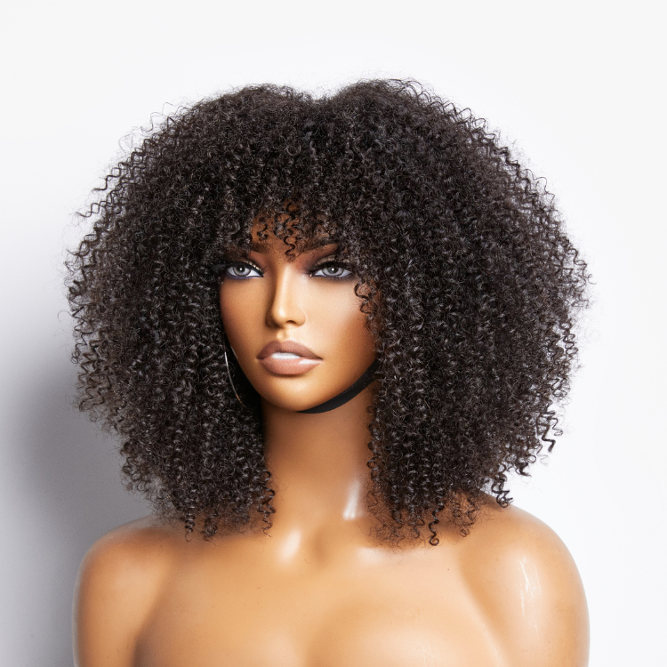 Ready to Go Bouncy Jerry Curl Glueless Minimalist Lace Wig with Bangs