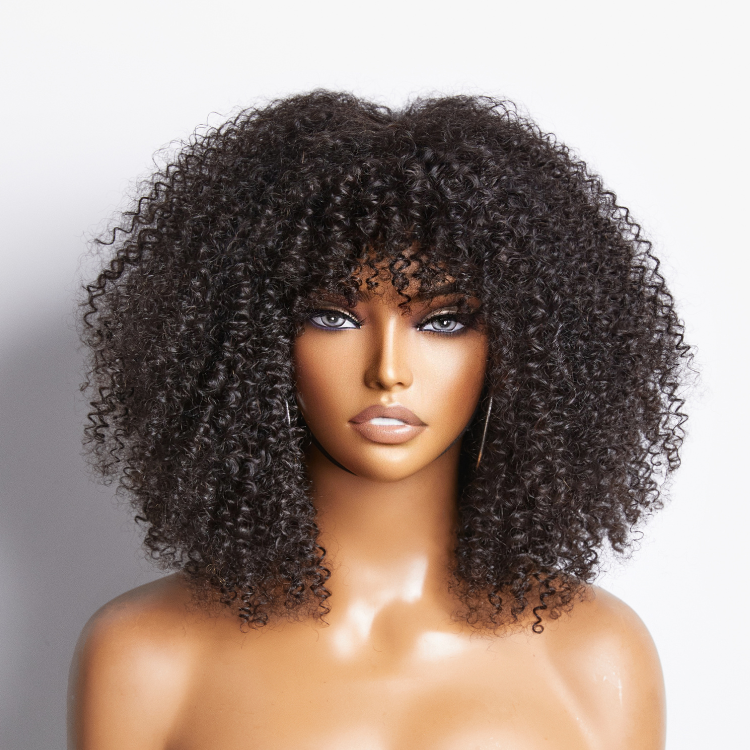 Ready to Go Bouncy Jerry Curl Glueless Minimalist Lace Wig with Bangs