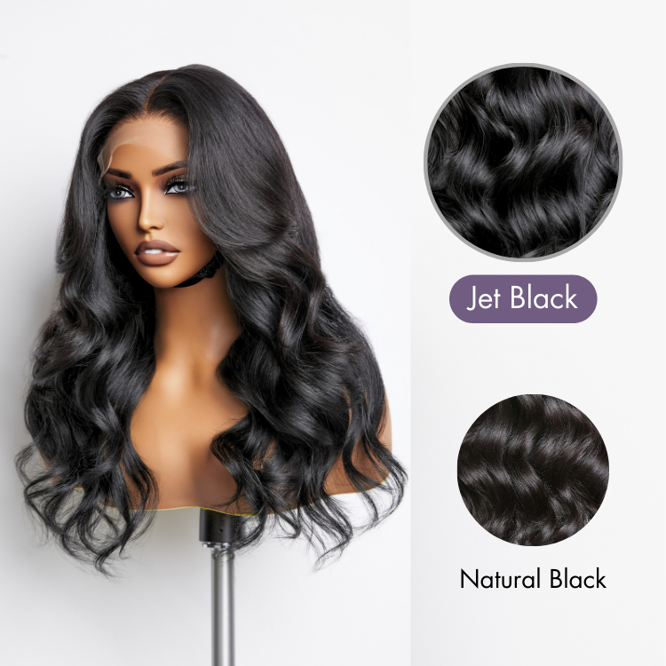 Jet Black Loose Body Wave Glueless 5x5 Closure Lace Wig 100% Human Hair