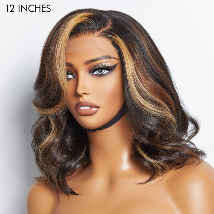 Limited Design | Brown Blonde Combo Highlight Loose Wave Glueless 5x5 Closure HD Lace Bob Wig