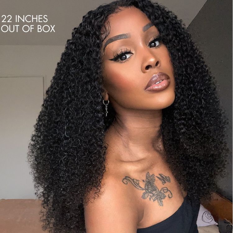 Luvme Hair 180% Density |  Bouncy Fluffy Afro Curls C Part Glueless 5x5 Closure Lace Wig Pre-bleached