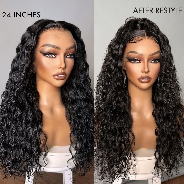 Luvme Hair 180% Density | Water Wave 13x4 Frontal HD Lace Glueless Free Part Long Curly Wig 100% Human Hair