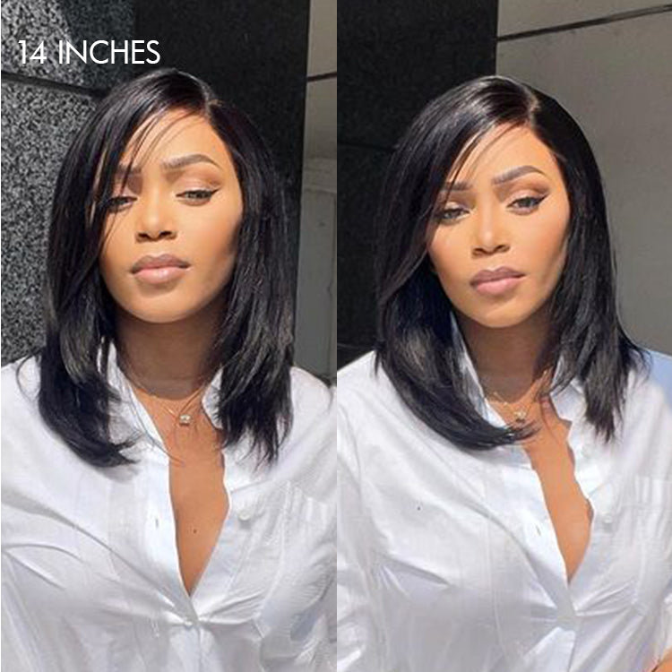 Shaggy Layered Cut Glueless 4x4 Closure Wig with Side-swept Bangs 100% Human Hair