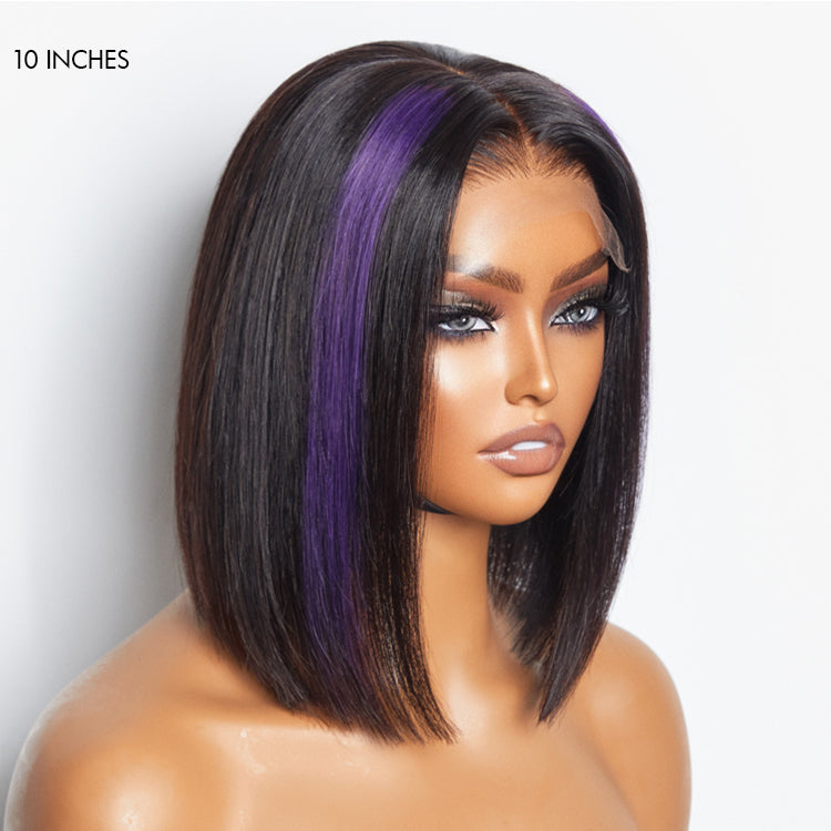 Limited Design | Purple Highlights Glueless 5x5 Closure HD Lace Bob Wig