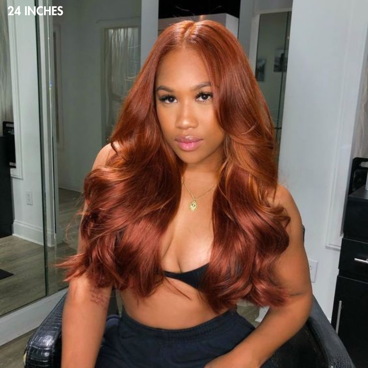 Cinnamon Brown Loose Wave / Straight / Straight Layer Glueless 5x5 Closure Undetectable HD Lace Long Wig 100% Human Hair