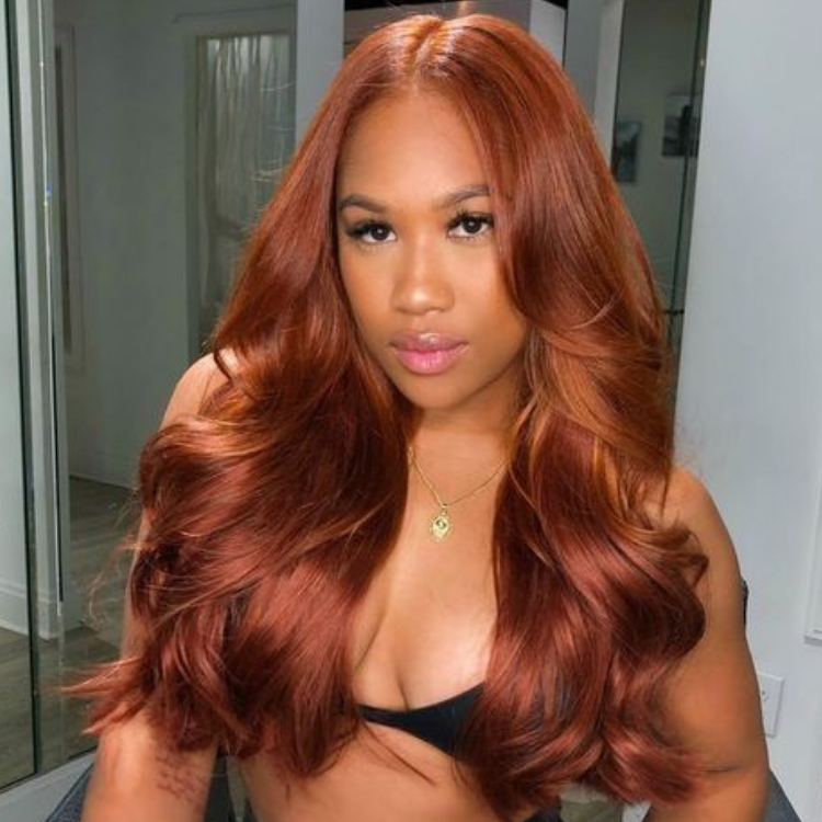 Cinnamon Brown Loose Wave / Straight / Straight Layer Glueless 5x5 Closure Undetectable HD Lace Long Wig 100% Human Hair