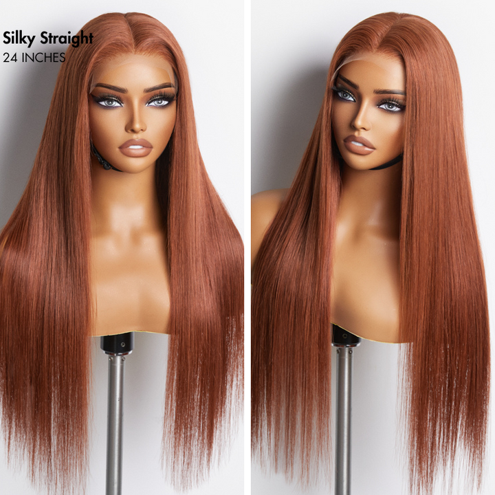 Cinnamon Brown Loose Wave / Straight / Straight Layer Glueless 5x5 Closure Undetectable HD Lace Long Wig 100% Human Hair