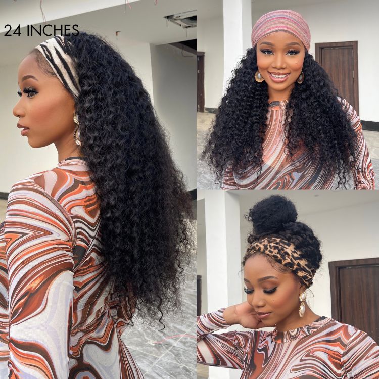 Luvme Hair Throw On & Go Deep Wave No Lace Glueless Long Headband Wig 100% Human Hair (Get Free Trendy Headbands)