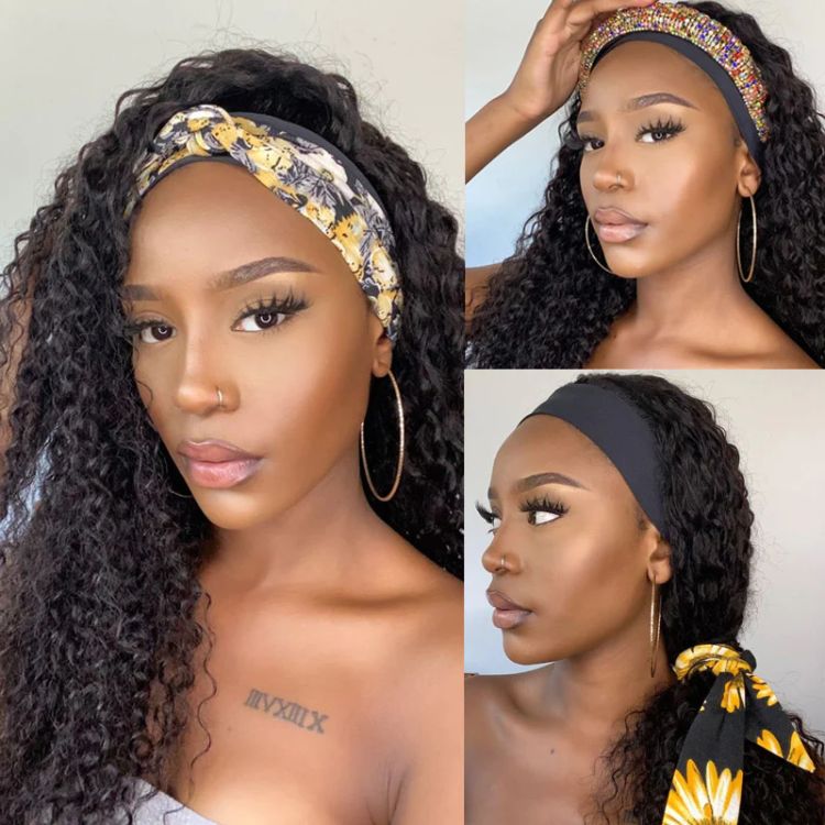 Luvme Hair Throw On & Go Deep Wave No Lace Glueless Long Headband Wig 100% Human Hair (Get Free Trendy Headbands)