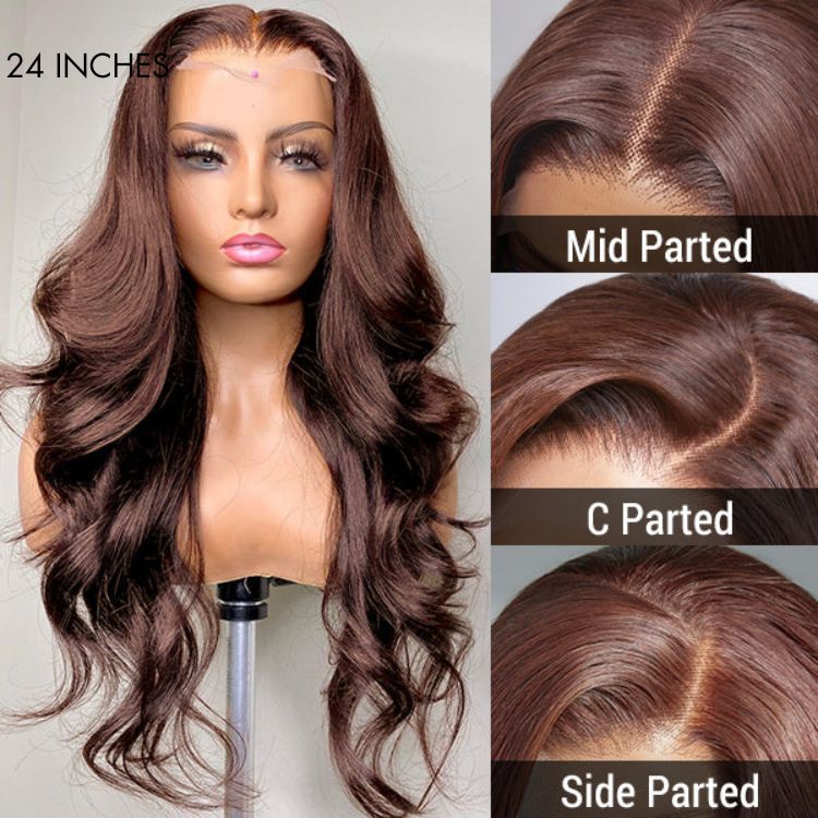 Charming Brown / Ombre 99J Layered Cut Loose Wave 5x5 Closure Lace Glueless Wig 100% Human Hair