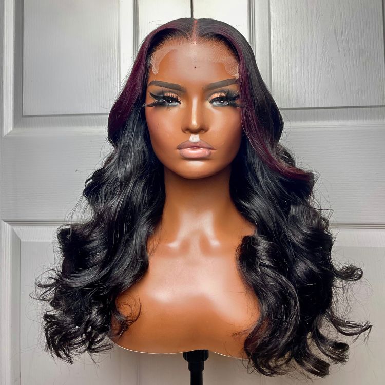 Luvme Hair 180% Density | Elegant Burgundy Highlight Layered Cut Loose Body Wave 5x5 Closure Undetectable HD Lace Wig