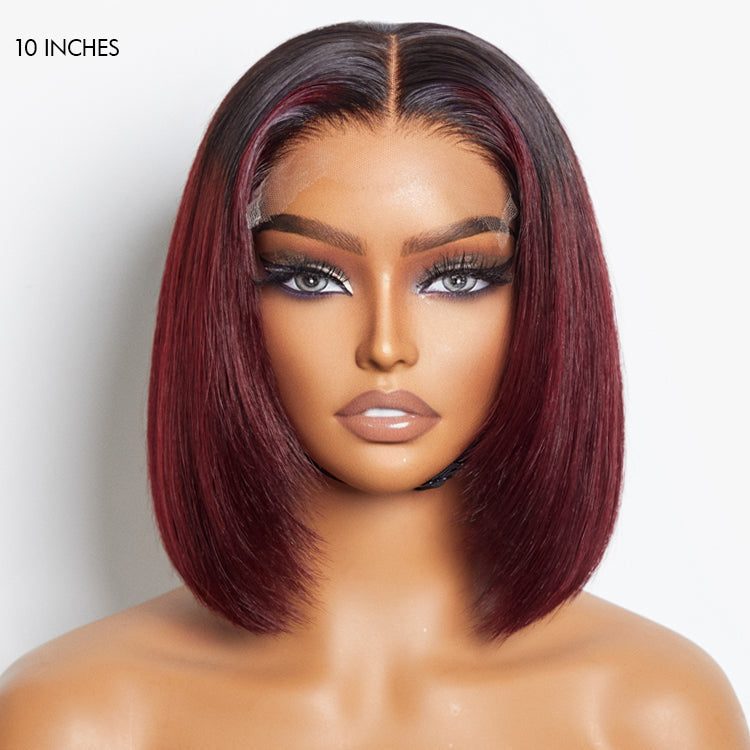 Limited Design | Ombre Highlight Silky Blunt Cut Glueless 5x5 Closure HD Lace Bob Wig