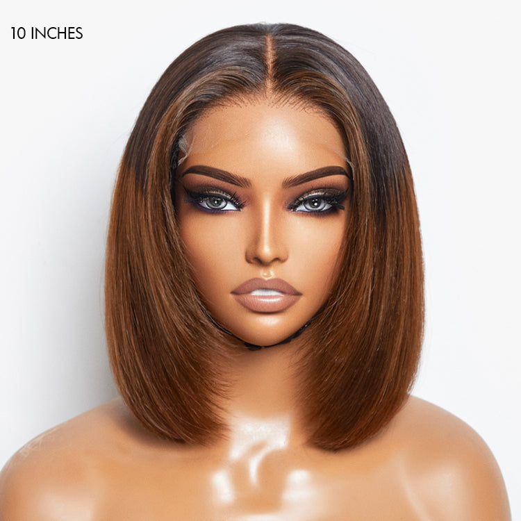 Limited Design | Ombre Highlight Silky Blunt Cut Glueless 5x5 Closure HD Lace Bob Wig