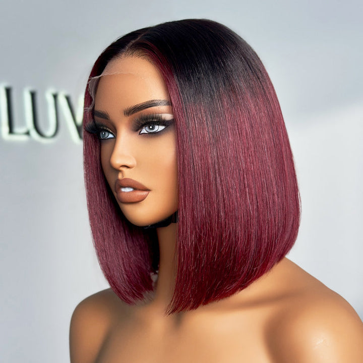 Limited Design | Ombre Highlight Silky Blunt Cut Glueless 5x5 Closure HD Lace Bob Wig