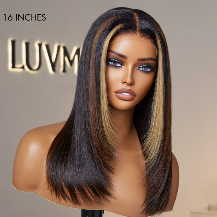 Limited Design | Luxurious Combo Color Highlights Silky Layered Cut Glueless 5x5 Closure HD Lace Long Wig