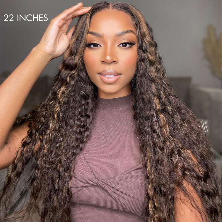 Boho-Chic | Flowy Bohemian 5x5 Closure Lace Glueless Mid Part Long Curly Wig 100% Human Hair