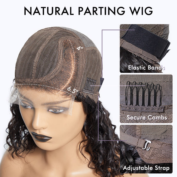 Water Wave C Parted Glueless Undetectable Minimalist Lace Wig with Bangs