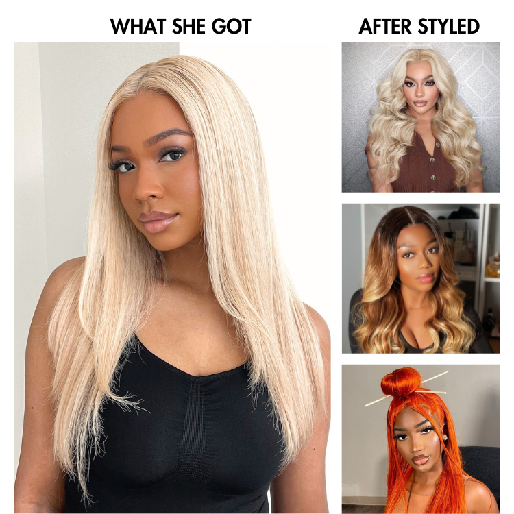 Easily Redyed 613 Silky Straight 5x5 Closure HD Lace Glueless Mid Part Long Wig 100% Human Hair