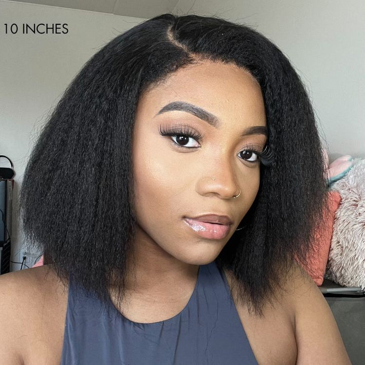 Natural Kinky Straight Glueless 5x5 Closure / 13x4 Frontal HD Lace Long Wig 100% Human Hair