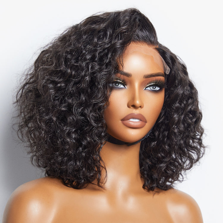 Water Wave C Parted Glueless Undetectable Minimalist Lace Wig with Bangs