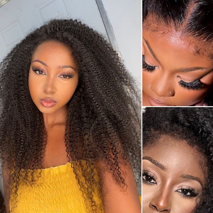 Luvme Hair 180% Density |  Bouncy Fluffy Afro Curls C Part Glueless 5x5 Closure Lace Wig Pre-bleached