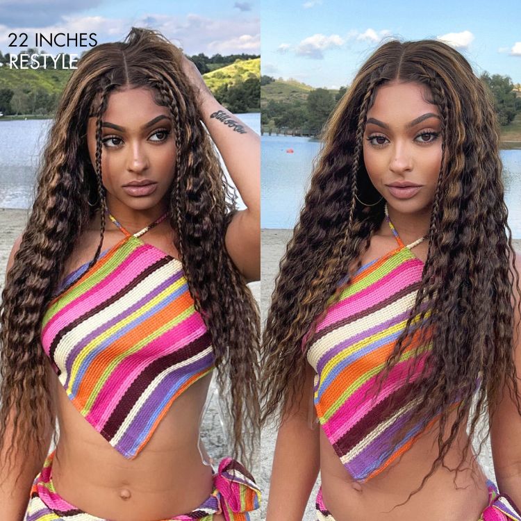 Boho-Chic | Flowy Bohemian 5x5 Closure Lace Glueless Mid Part Long Curly Wig 100% Human Hair