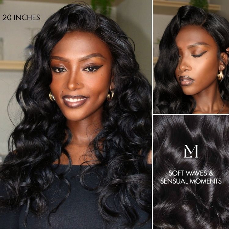 Jet Black Loose Body Wave Glueless 5x5 Closure Lace Wig 100% Human Hair