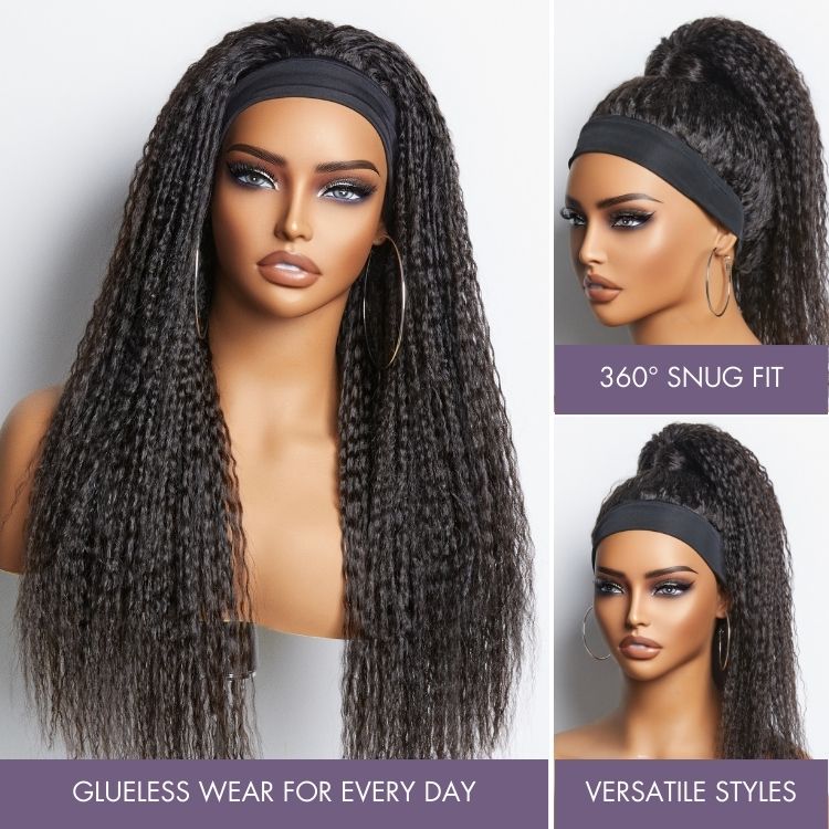 Throw On & Go Dreadlock Style Glueless Long Headband Wig 100% Human Hair