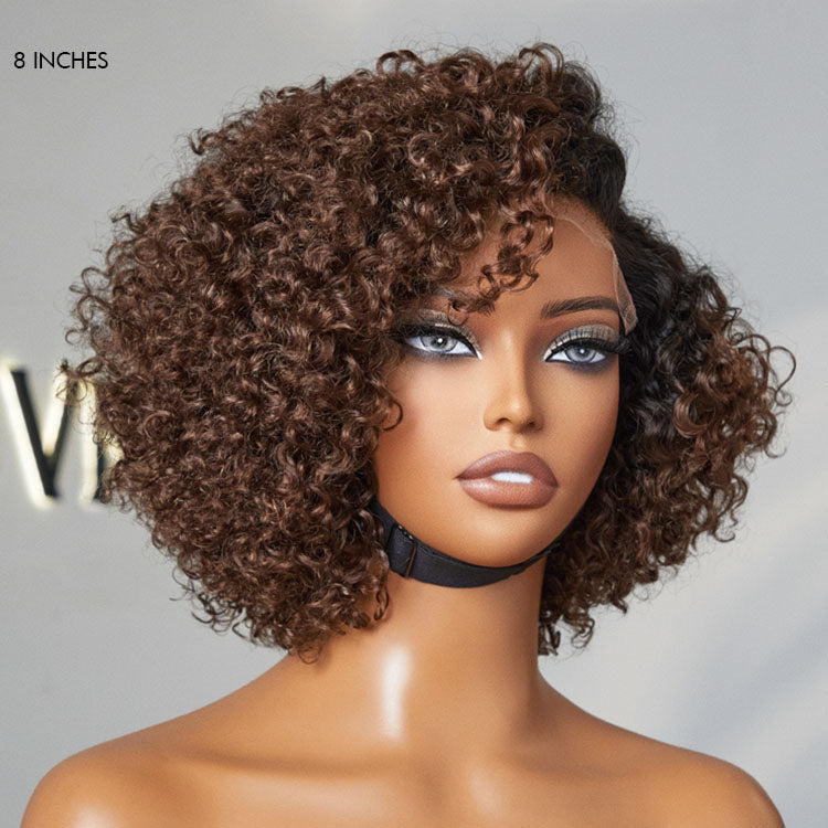 Ombre Brown Fluffy Kinky Curl Glueless Minimalist HD Lace Wig Ready To Go