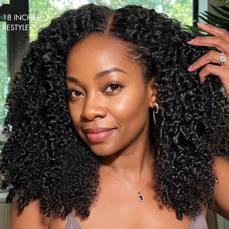 Go Natural Ease | Kinky Curly Full Hair Glueless 5x5 Closure Lace Long Curly Wig Ready to Go