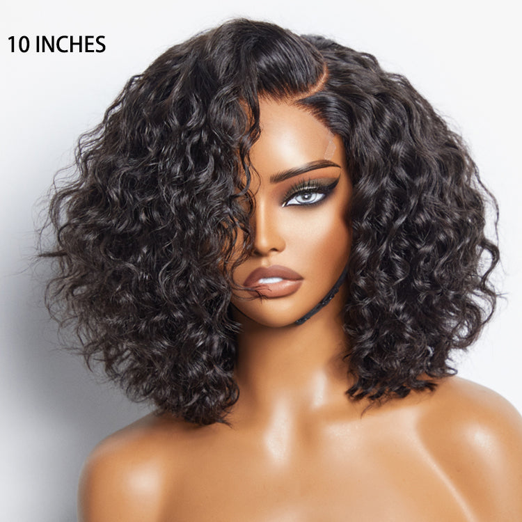 Water Wave C Parted Glueless Undetectable Minimalist Lace Wig with Bangs