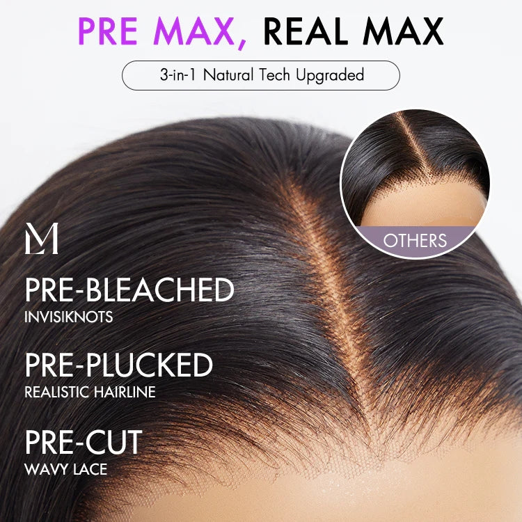 PreMax Wigs | Silky Blunt Cut Glueless 5x5 Closure Lace Shoulder Length Bob Wig Ready to Go Pre Plucked & Bleached