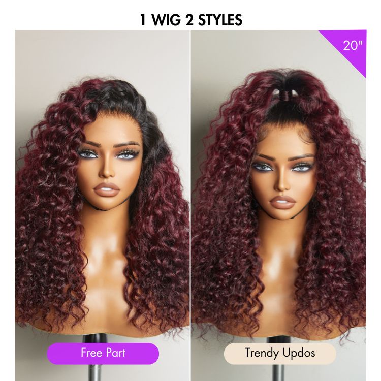 Luvme Hair 180% Density | Water Wave 13x4 Frontal HD Lace Glueless Free Part Long Curly Wig 100% Human Hair