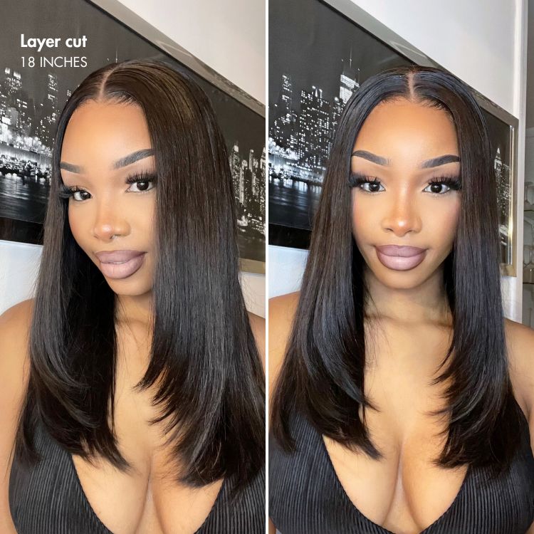 PreMax Wigs | Super Natural Hairline Silky Straight Glueless 13x4 Frontal Lace Wig Human Hair Pre-plucked