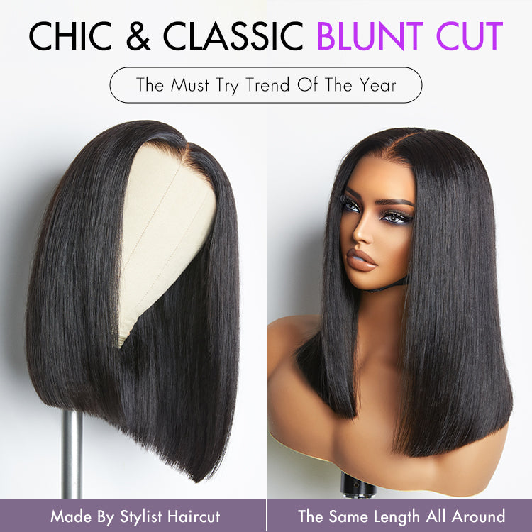 PreMax Wigs | Silky Blunt Cut Glueless 5x5 Closure Lace Shoulder Length Bob Wig Ready to Go Pre Plucked & Bleached