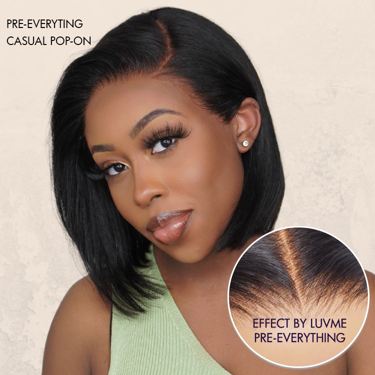 PreMax Wigs | Super Natural Hairline Silky Blunt Cut Glueless 13x4 Frontal Lace / 5x5 Closure HD Lace Human Hair Short Bob Wig