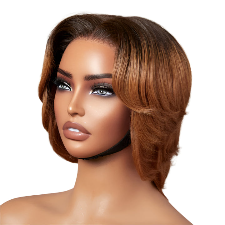 1 SEC INSTALL WIG | Elegant Boss Vibe Short Pixie Cut Ombre Brown Glueless Minimalist HD Lace Wig Ready to Go