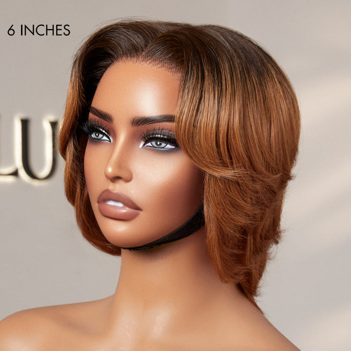 1 SEC INSTALL WIG | Elegant Boss Vibe Short Pixie Cut Ombre Brown Glueless Minimalist HD Lace Wig Ready to Go