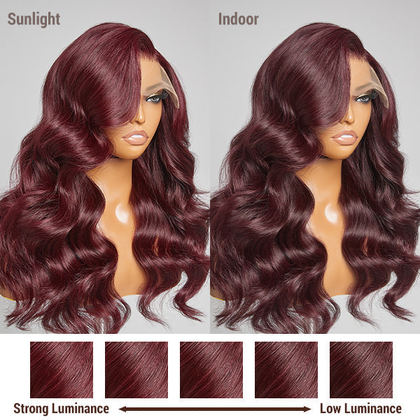 Chic Dark Burgundy 99J Body Wave 5x5 Closure Lace Glueless Wig 100% Human Hair