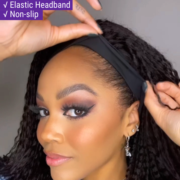 Luvme Hair Throw On & Go Deep Wave No Lace Glueless Long Headband Wig 100% Human Hair (Get Free Trendy Headbands)