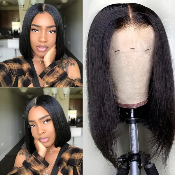 Glueless Wigs Straight Bob Wig 13x4 HD Lace Frontal Wig Human Hair Wigs Pre Cut Lace