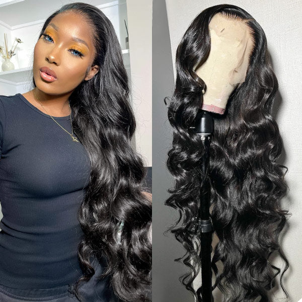 Bundles of Roses 13x6 Lace Front Wigs Glueless Body Wave Human Hair Wig 40 Inch 180% Density HD Transparent Lace Wigs