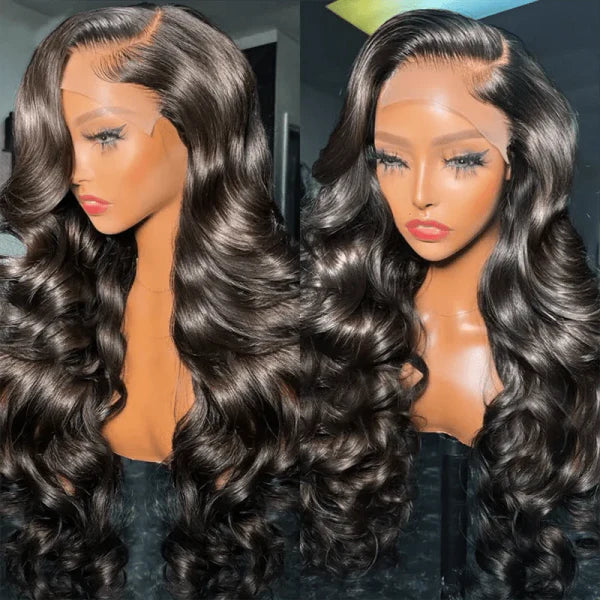 Bundles of Roses 13x6 Lace Front Wigs Glueless Body Wave Human Hair Wig 40 Inch 180% Density HD Transparent Lace Wigs