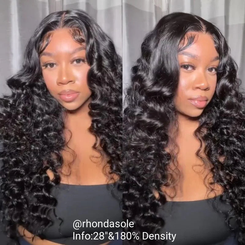 Bundles of Roses Lace Glueless Human Hair Wigs Loose Deep Wave Wig PPB™ Ready To Wear Pre Cut Wigs