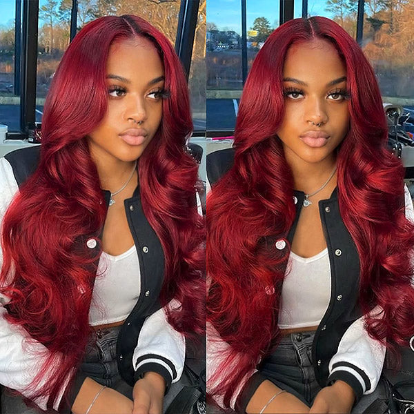 Lace Front Wigs 99J Body Wave Ready To Wear Wig Colored Glueless Human Hair Wig PPB™ Invisible Knots Pre Plucked