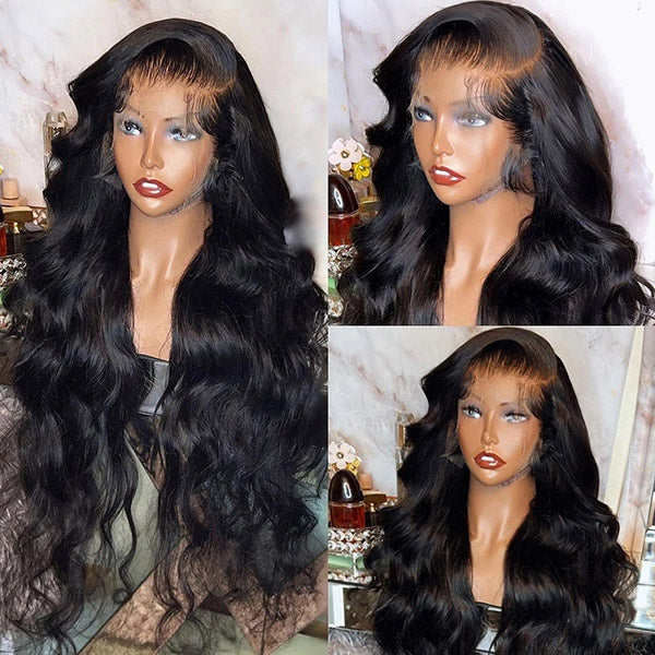 Bundles of Roses 13x6 Lace Front Wigs Glueless Body Wave Human Hair Wig 40 Inch 180% Density HD Transparent Lace Wigs